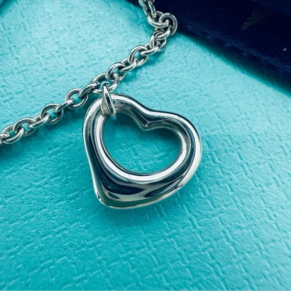 Tiffany & Co. 11 mm Open Heart Bracelet in Sterling Silver 7.5” with Pouch - Picture 6 of 10